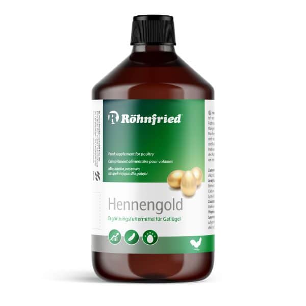 Röhnfried Hennengold, Mineralfutter mit den Aminosäuren Methionin + L-Arginin, flüssig - 1 l
