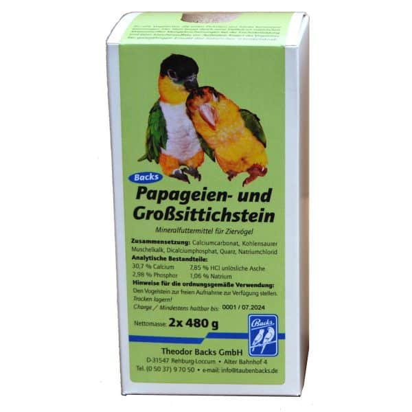 Backs Vogelstein für Papageien und Großsittiche - 2x 480 g