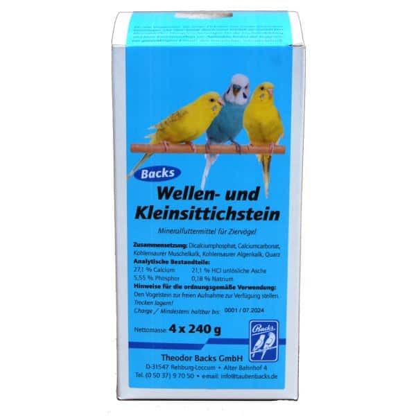 Backs Vogelstein für Klein- & Wellensittiche - 4x 240 g